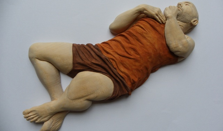 Relief Study of Andrew Lying Down in Brown Shorts 6