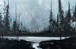 J Hainsworth, Paynes Grey Pines acylic on board, 25 x 20 cm, 2024.jpg