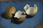 Eggshells on Blue, 2025, Oil on Canvas, 20 x 15cm.jpeg